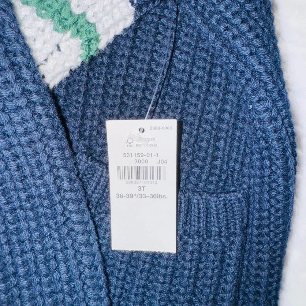 Old Navy Blue Knit Cardigan with Stripes